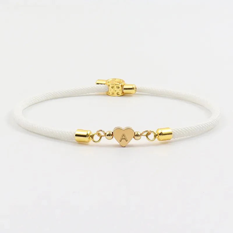 Adjustable Heart Letter Initial Bracelets
