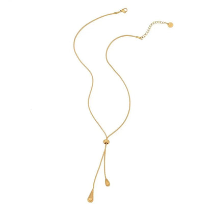 Adjustable Pull Droplet Lariat Necklace and Earrings